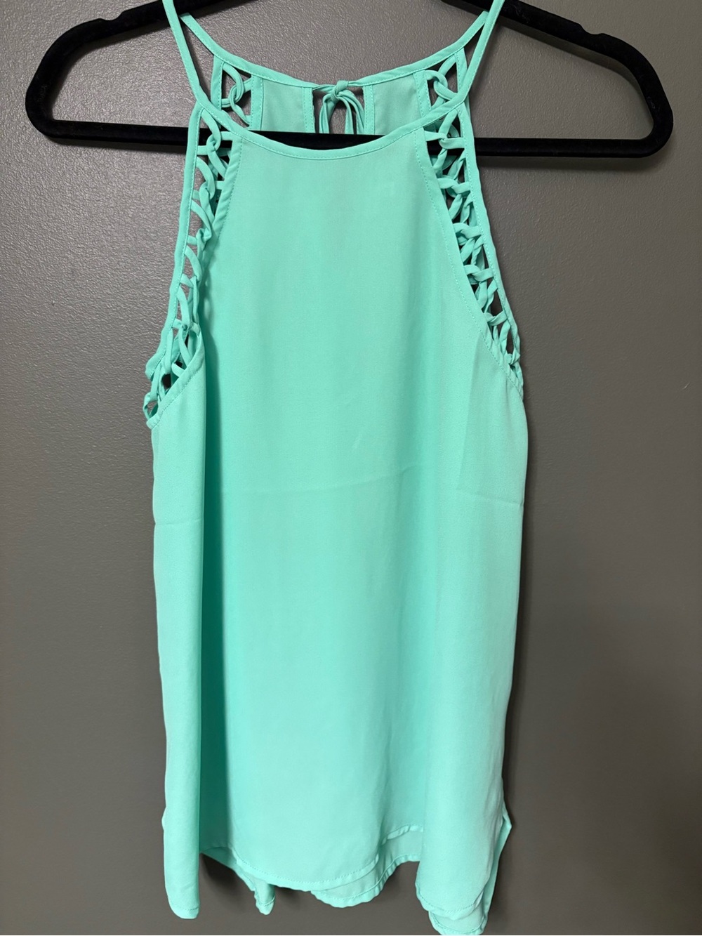 Naked Zebra Mint Halter Camisole with Crochet-Trim